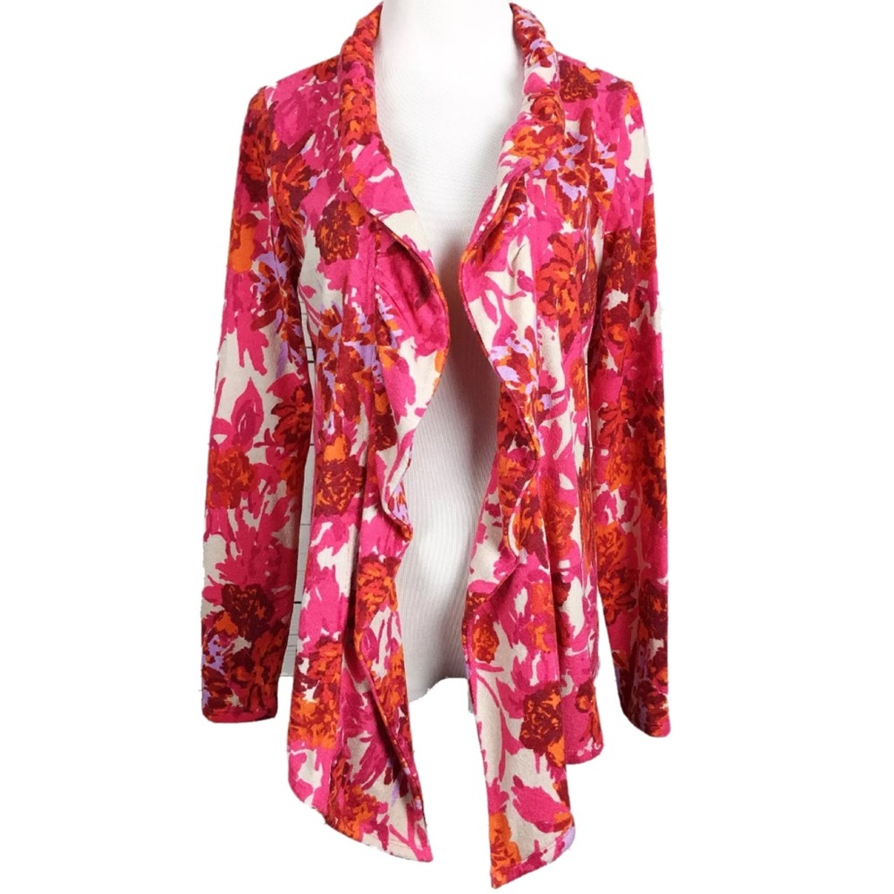 Rafaella Medium Womans Long Cardigan Floral Spring